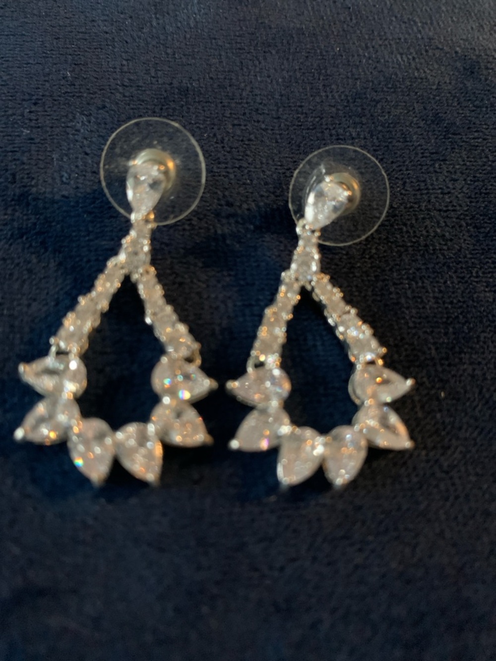 J. Crew Silver Crystal Marquise Drop Earrings